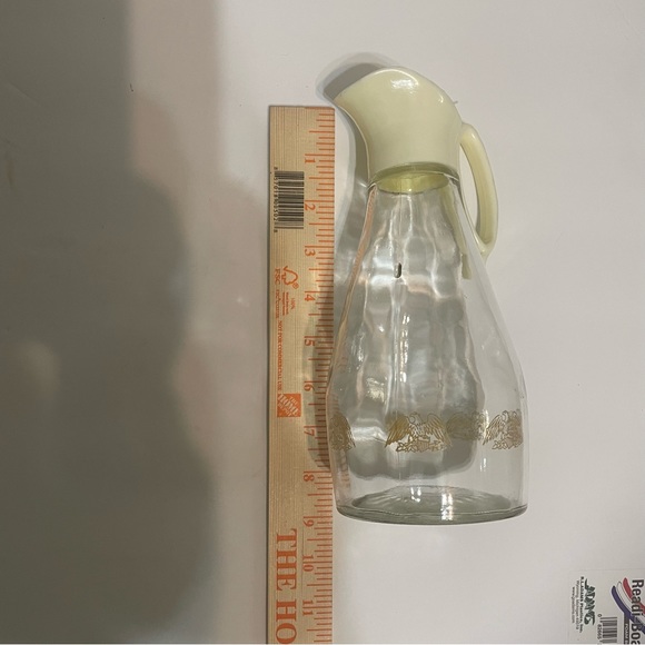 Vintage Log Cabin Glass Maple Syrup Dispenser Gold Eagle clear/gold/white - Picture 9 of 14